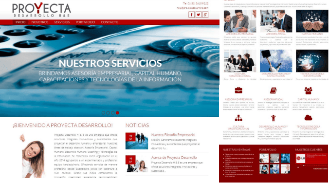 Sitio web para Proyecta Desarrollo H&E