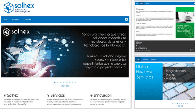 Sitio web para Solhex Soluciones Tecnológicas